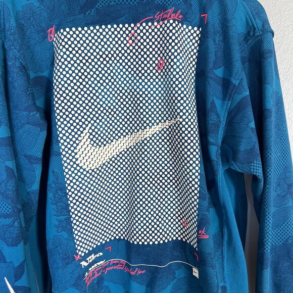 Nike Dri Fit Basketball Hoodie Pullover Halftone Grid Floral Blue Men's Small S - Picture 12 of 15